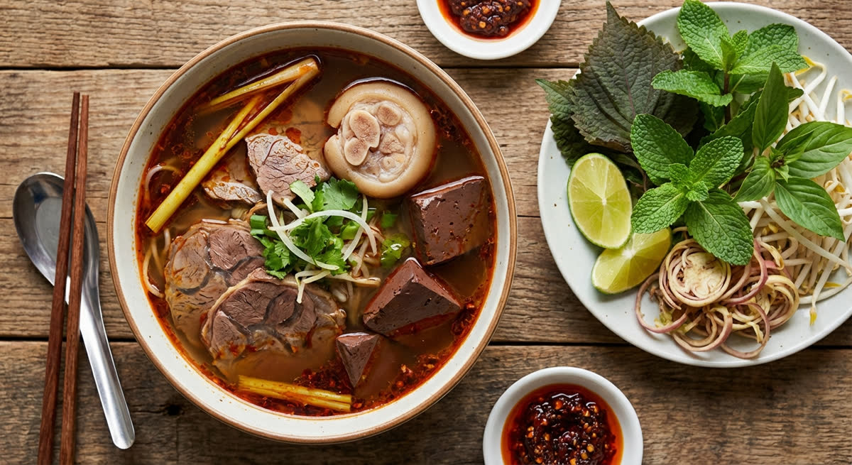 ブンボーフエのスープ、牛肉とレモングラスの香り豊かなスープ